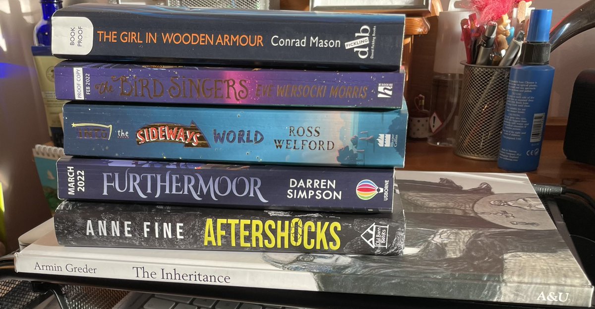 triciaad's tweet photo. Just looking at my January reads -here are a few that have stood out - @rosswelford #AnneFine #DarenSimpson @MzEvieMo #ConradMason #ArminGreder - and each from a different publisher - @HachetteKids @DFB_storyhouse @HarperCollinsCh @Usborne @oldbarnbooks @AllenAndUnwin https://t.co/X43tLTKITn