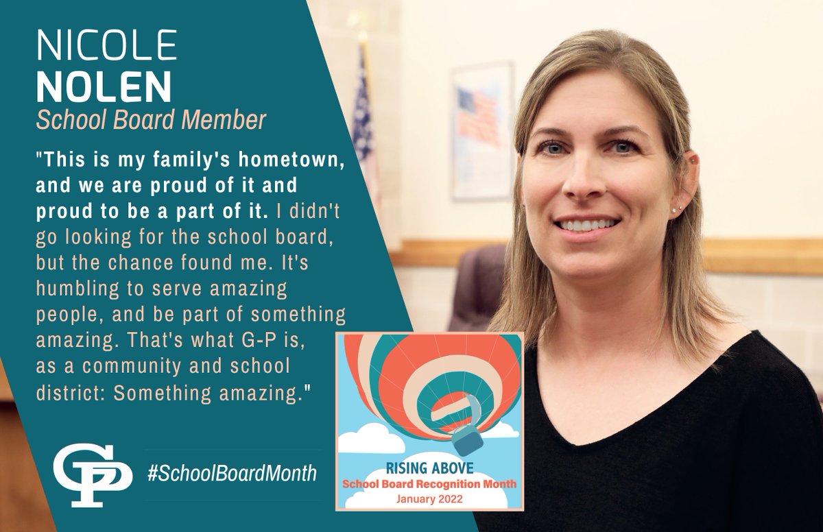 GPISD1's tweet photo. Hometown pride runs deep for MRS. NICOLE NOLEN, whose past volunteerism soon led to a seat among the G-PISD Board of Trustees. She’s one of our exceptional leaders, and we’re proud to celebrate her and her team during #SchoolBoardMonth (and all year long)! #GPpride #GPtogether https://t.co/EfaYrl50pA
