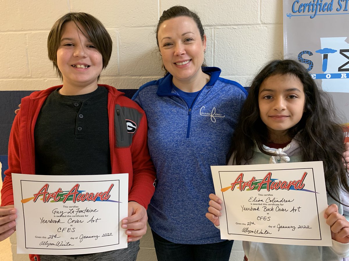 TonyMcCullers's tweet photo. Congratulations to Guy and Elisa!Their artwork has been selected as the front and back covers of the 21-22 @CFESmustangs Yearbook! @CFESArt #MotivatedMustangs https://t.co/kGJiCAaPhw