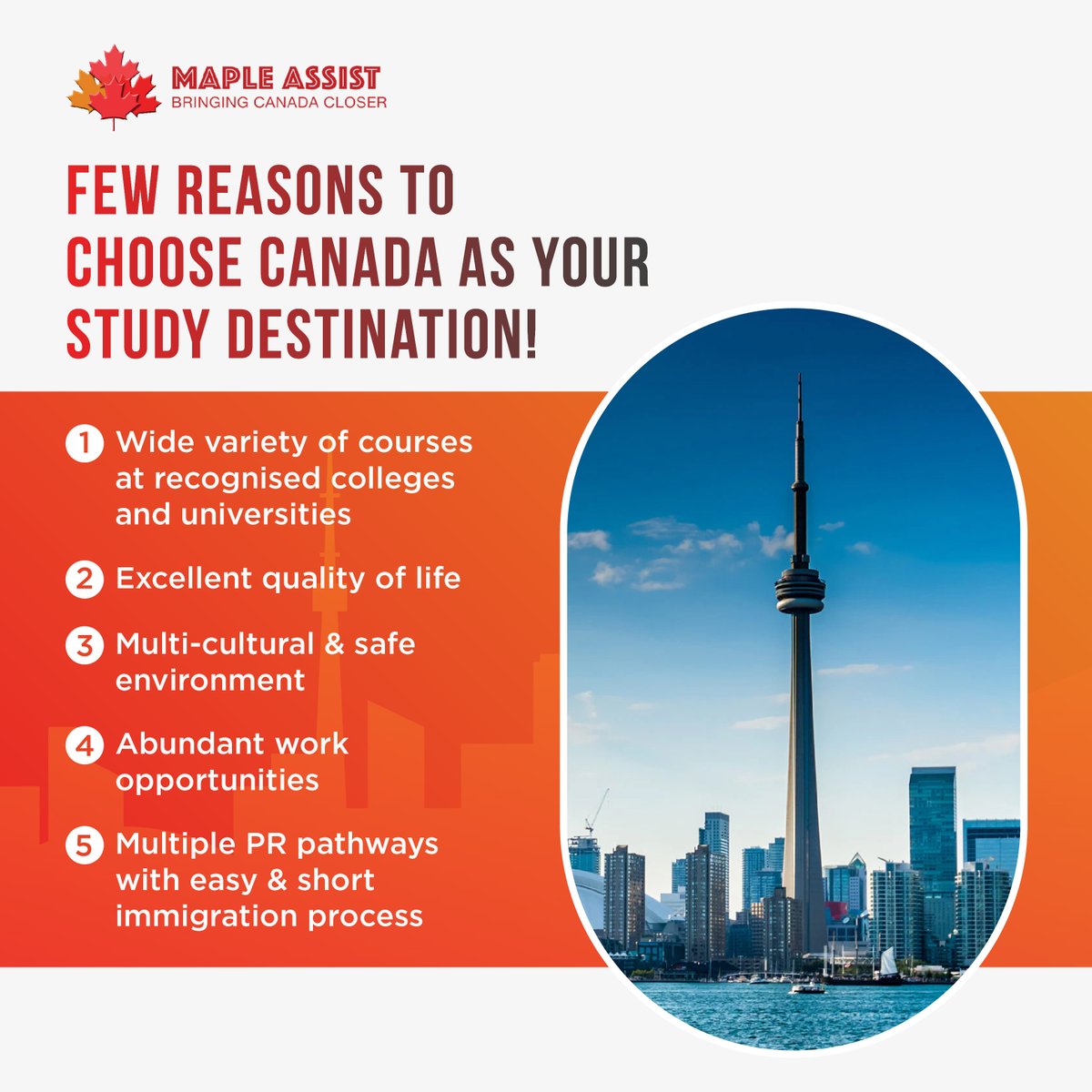 MapleAssist's tweet photo. What do you think makes Canada a great place for study abroad aspirants? Share your thoughts in the comments below!

#canada🇨🇦 #studyincanada #studyincanada2022 #studygram #reasons #reasonstochoose #educationabroad https://t.co/Fsx4SnlFqp