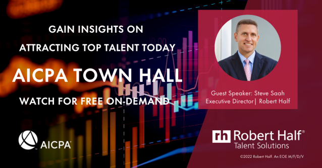 Searcysteph's tweet photo. @RobertHalf Executive Director Steve offered advice for employers scrambling to scoop up and retain skilled talent at the latest @AICPA @CIMA_News Town Hall. Watch now! https://t.co/dZSvFxaJY4 https://t.co/k48IP3dU6A