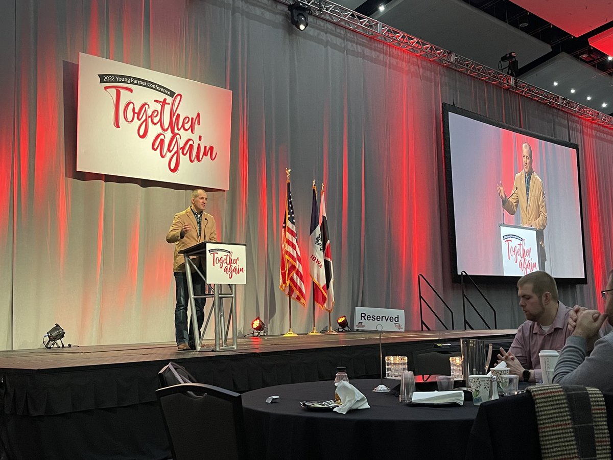 IADeptAg's tweet photo. “As long as we’ve been farming, we’ve been innovating.” - Secretary @MikeNaigIA

Thank you to @IowaFarmBureau for inviting Secretary Naig to kick off day two of the @IowaYoungFarmer Conference this morning. #IAYF22 #IowaAg https://t.co/MuQgTO02AL
