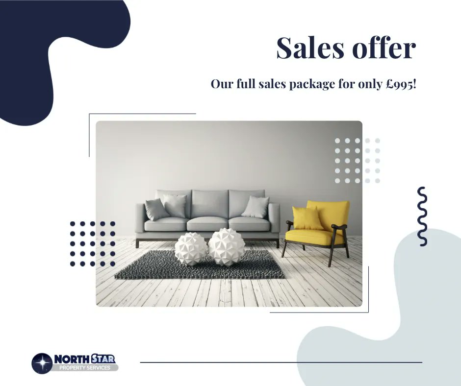 Sales offer 🏡 
Our sales package includes: 
- Photographs
- An EPC conducted if needed
- Marketing on all platforms 
- A for sale board outside your home

Contact us on 0191 722 1007 to book your FREE valuation 📞