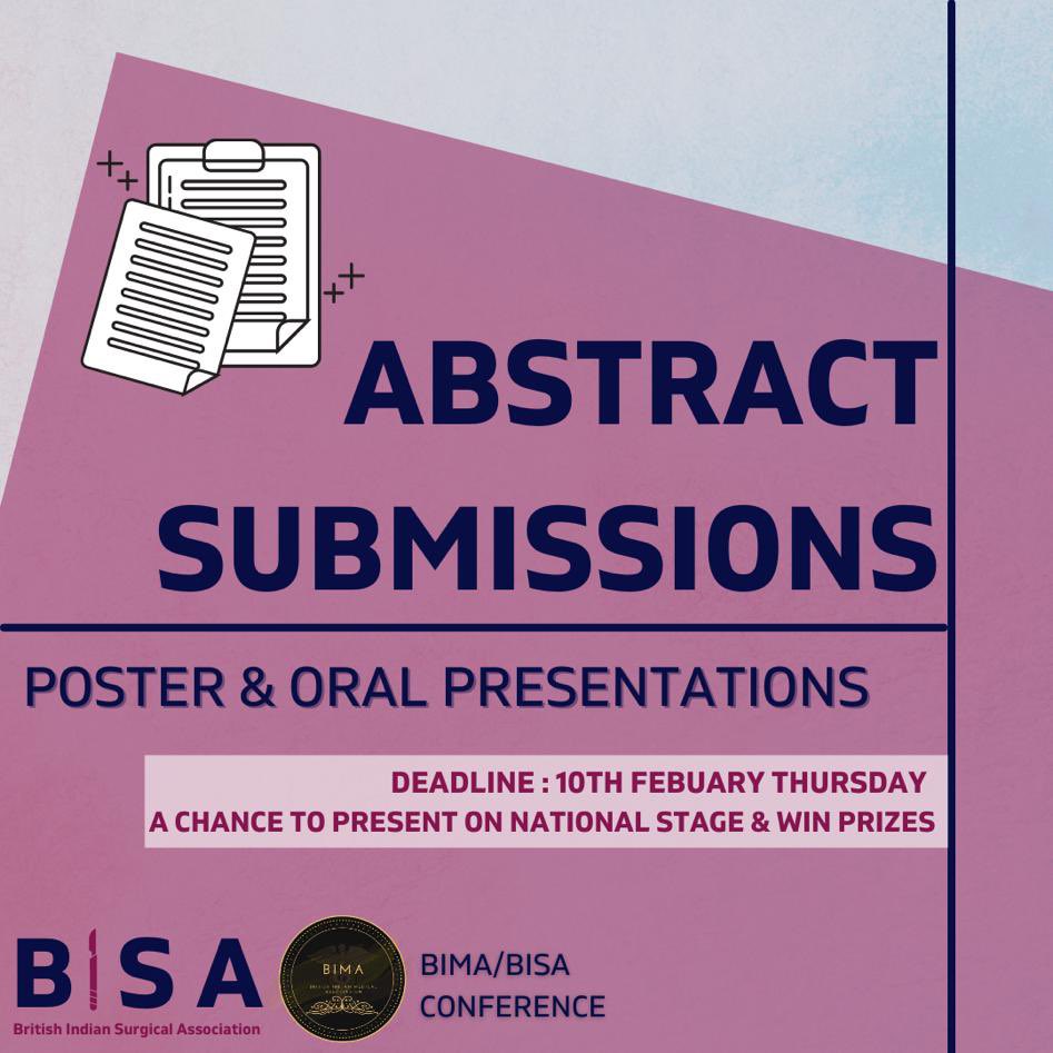 Abstract submissions for the first BIMA/BISA Conference 2022 are now open! Please submit your abstracts using forms.gle/PAuhXcjhGH769z… (max 300 words) for an opportunity to present your research. The committee will be in touch soon after the deadline (10th February 2022).