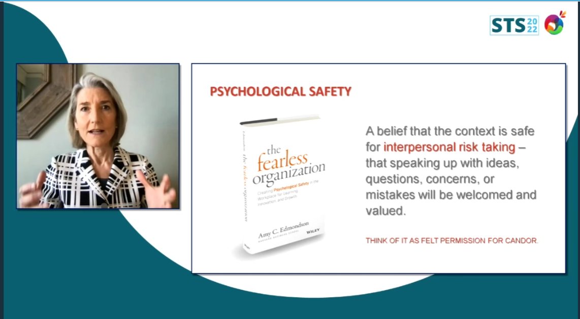 When you create a work environment in which every voice is made to feel welcome, “any voice could be mission-critical.” @AmyCEdmondson, in today’s Thomas B. Ferguson Lecture. #STS2022