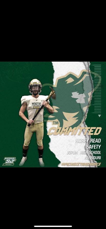 After a lot of discussion, I’m pleased to say I am 100% committed to Missouri S&amp;T! I thank everyone who has guided me along the way and a special thanks to <a href="/ToddDrury/">Todd Drury</a> and <a href="/Miners_FB/">S&T Football</a> for giving me an opportunity to play football at the next level!! <a href="/PureZone49/">Curtis Jasper</a> <a href="/CoachHowie33/">Parker Howard</a>