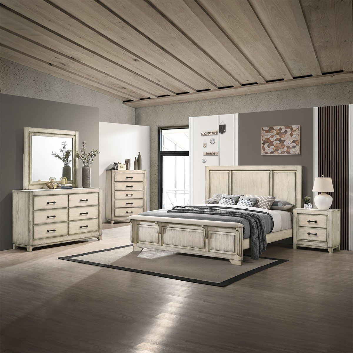 NewClassicFurn's tweet photo. The Ashland Collection is the perfect blend of traditional styling and fresh new looks. Featuring a wire brush finish and English front/French back dovetail, this collection is sure to please. #newclassicfurniture #bedroomdecor #bedroominspo https://t.co/RT0XNuph8P