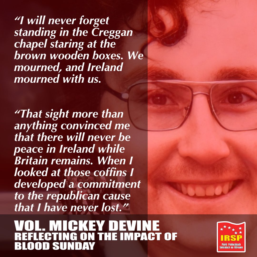 irspireland's tweet photo. Tomorrow we remember the 14 innocent civilians murdered 50 years ago on the streets of Derry by British Imperialism.

We, like every year will be joining the families of those seeking justice as we once again retrace the footsteps of those on that fateful day in 1972. https://t.co/scS2UfASMH