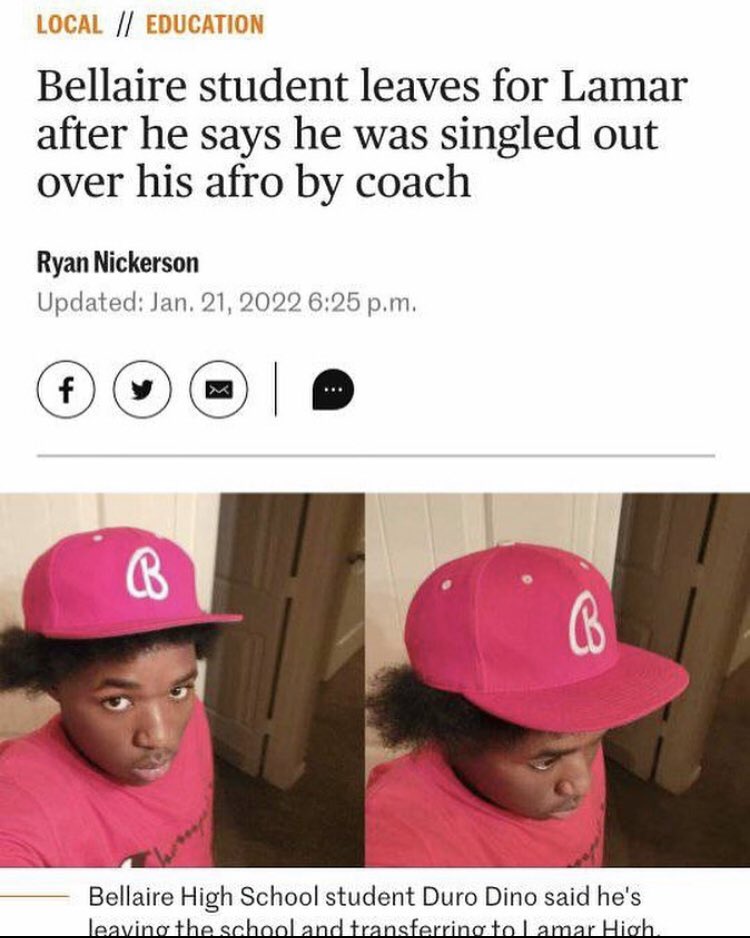 This student transferred high schools as a result of hair discrimination from a sports coach. This is why we keep up the fight! 💪🏽 #freethehairnow