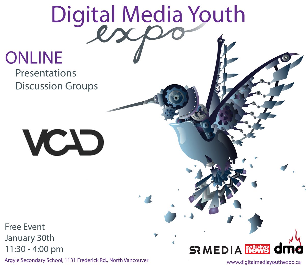 DMA_nvsd's tweet photo. Our first set of presentations is happening now!

Here's the schedule:

Room 1 - @DMA_nvsd 
Room 2 - @atomiccartoons 
Room 3 - @VCAD
Room 4 - @EmilyCarrU 

Zoom link 👉 https://t.co/mdNGIgeds4

More info on our website 👉 https://t.co/xmp2SKw48T

#DMYouthExpo2022 #NorthVan https://t.co/utZ3fl1aKp