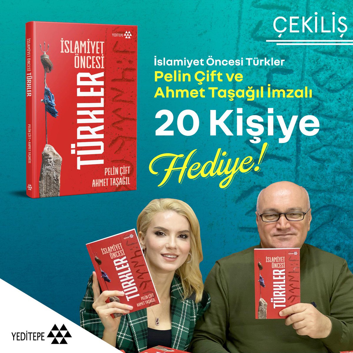 20 kişiye <a href="/ciftpelin/">Pelin Çift</a> ve <a href="/ProfTaal/">Prof.Ahmet Taşağıl</a>'dan imzalı İslâmiyet Öncesi Türkler kitabını hediye ediyoruz.

Yapmanız gerekenler:

📚 <a href="/yeditepekitap/">Yeditepe Yayınevi</a>'ı takip etmek

📚 Bu tweeti RT edip ve beğenmek

Kazananlar 3 Şubat 2022 günü açıklanacaktır.
#BizTürkler