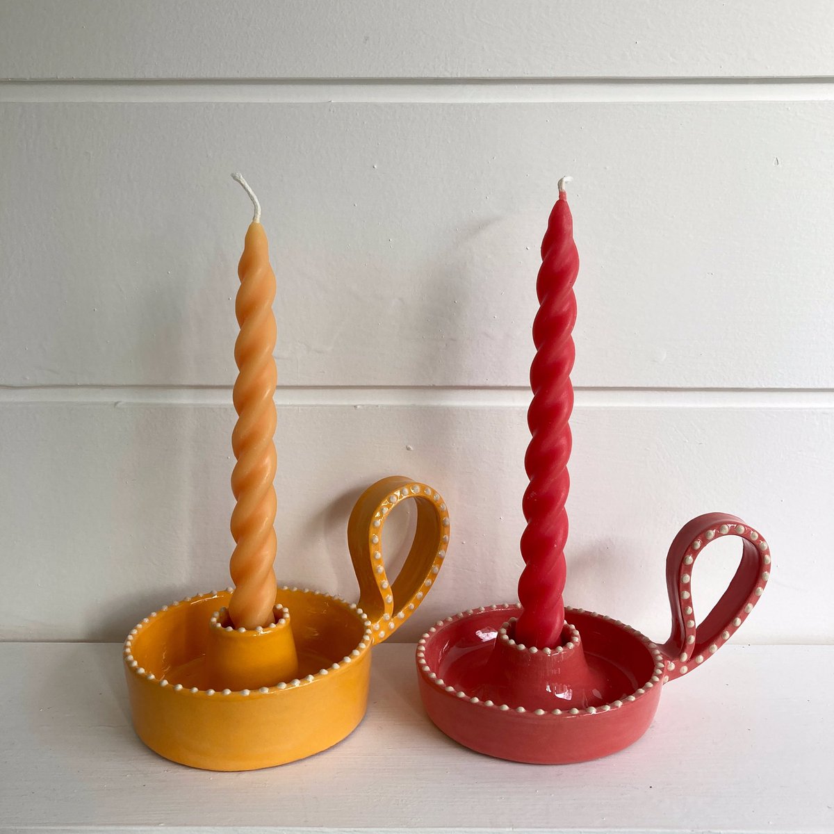 Emily Mitchell (@emilymitchell0) on Twitter photo 🟠Colour for winter🔴 New colour slip painted candlesticks with white slip decoration. Featured in March issue of <a href="/countrylivinguk/">Country Living UK</a> #ceramics #independentmaker 🟠Colour for winter🔴 New colour slip painted candlesticks with white slip decoration. Featured in March issue of <a href="/countrylivinguk/">Country Living UK</a> #ceramics #independentmaker