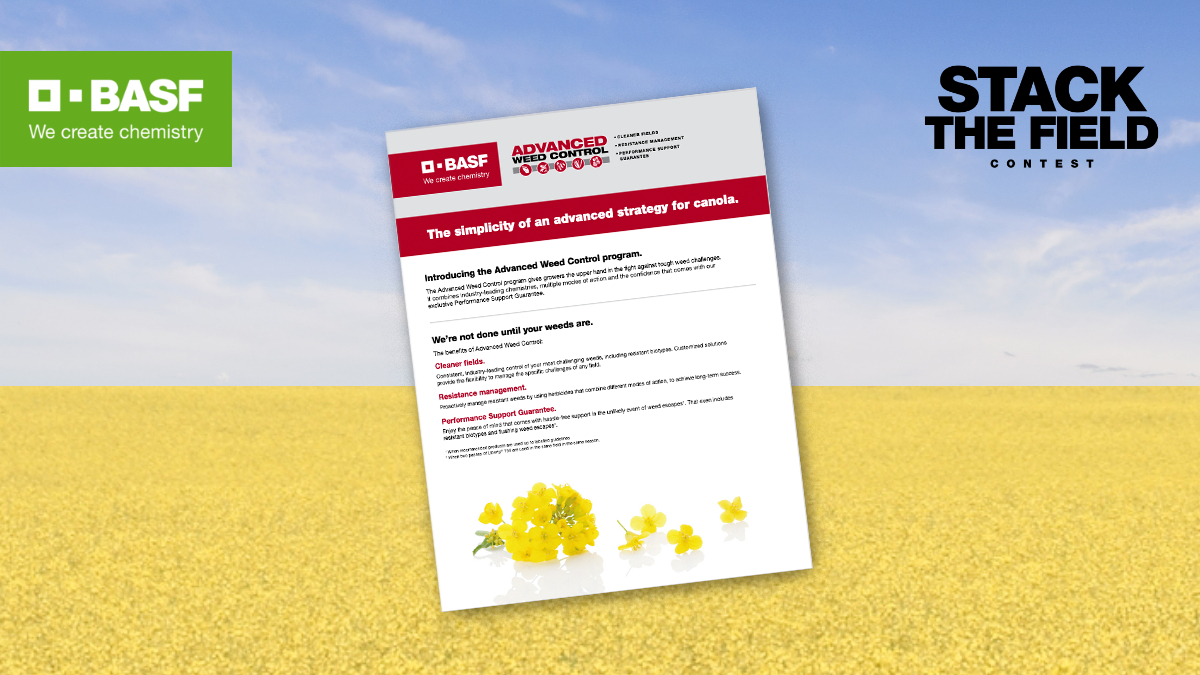 Advanced Weed Control has never been so simple in canola—neither has winning a 320-acre prize pack from BASF. Just download the info sheet to earn one entry in the Stack the Field Contest: agro.basf.ca/stack_the_fiel… .Terms and conditions: agro.basf.ca/stack_the_fiel… #canola #WestCdnAg
