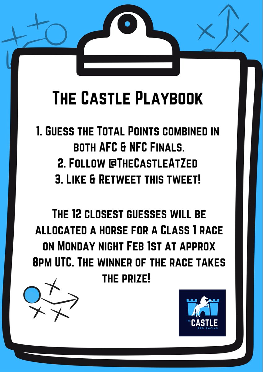TheCastleAtZed's tweet photo. We are pumped for the NFL Divisional Finals tomorrow and to celebrate we wanna do our first free giveaway! 

Lombardi Chase is a beautiful fresh Buterin Exclusive Filly is up for grabs!  😍https://t.co/doWAGoI5bl

Here's the playbook... 😉

#NFT #zedrun #NFL https://t.co/VykIPy8vV0