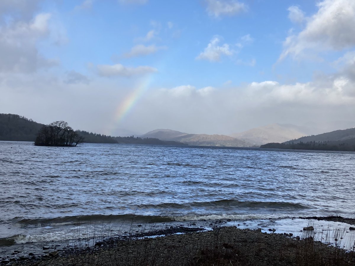 Gorgeous rainbow over a very choppy Lake Windermere this morning #familytime #crazygrandkids