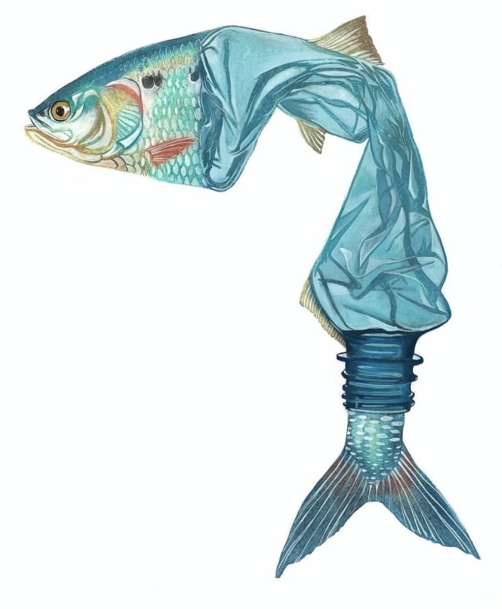 "Often the debate about the environment can be complex, hard to digest &amp; lost in words, whereas art can be a powerful way to explore such important topics as plastic pollution, climate change &amp; biodiversity loss in an engaging, playful &amp; creative way." "Choke" by #BenCarter.