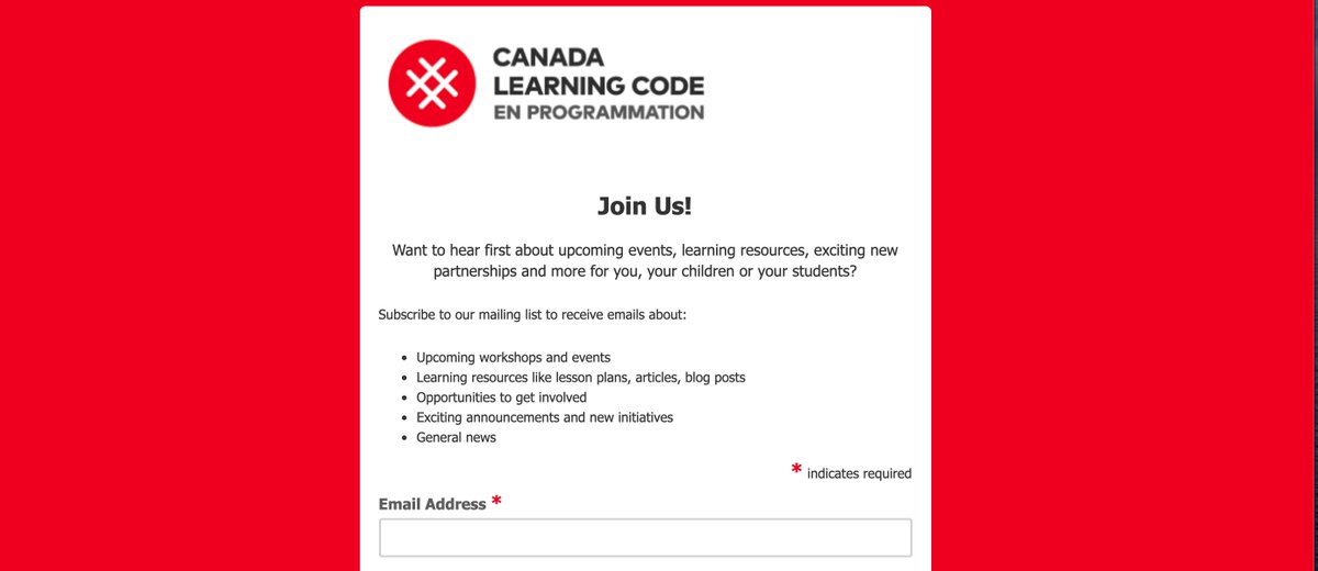learningcode's tweet image. Restez à l’affût de nos nouvelles expériences d’apprentissage, y compris des ateliers en ligne! Abonnez-vous à notre infolettre pour obtenir des informations sur nos expériences virtuelles à venir : mailinglist.canadalearningcode.ca #FreeWorkshops #CodingWorkshops #LearnOnline