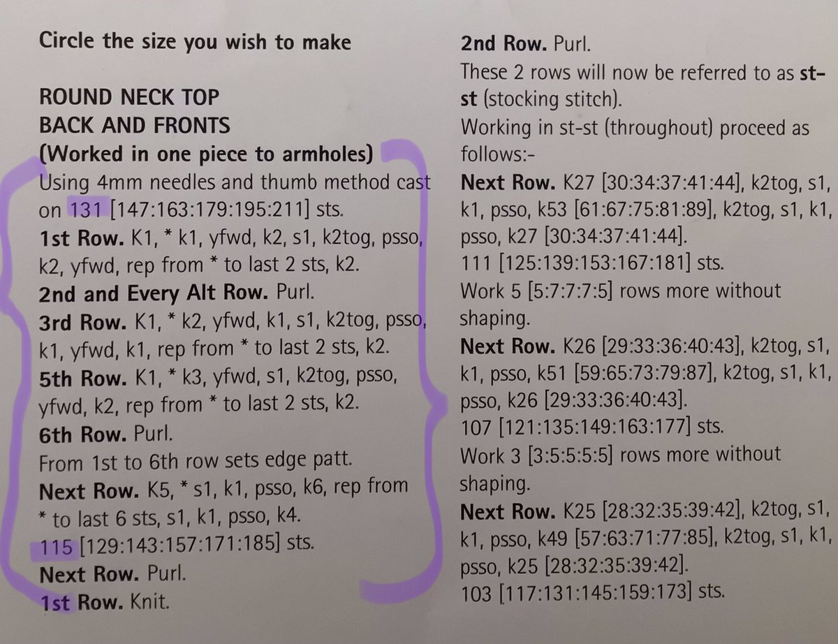 Jiminsjamas's tweet photo. Are there any knitters that can help please? I’m following the instructions to the letter & start with 131st, on row 3 & 5 I have 128st & at the end of *Next row* I have 113st instead of 115st. Does anyone have any idea please? #Knitting #KnittingHelp https://t.co/JGu6RMYYPA