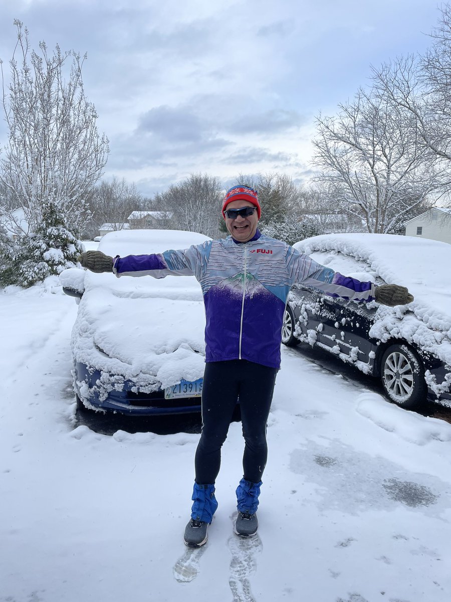 dtkung's tweet photo. One of my favorite activities: bad weather running. Gaiters we're really key in the foot deep drifts today. Any other #MathRunners out there in the snow? https://t.co/LSp3JOwNbp