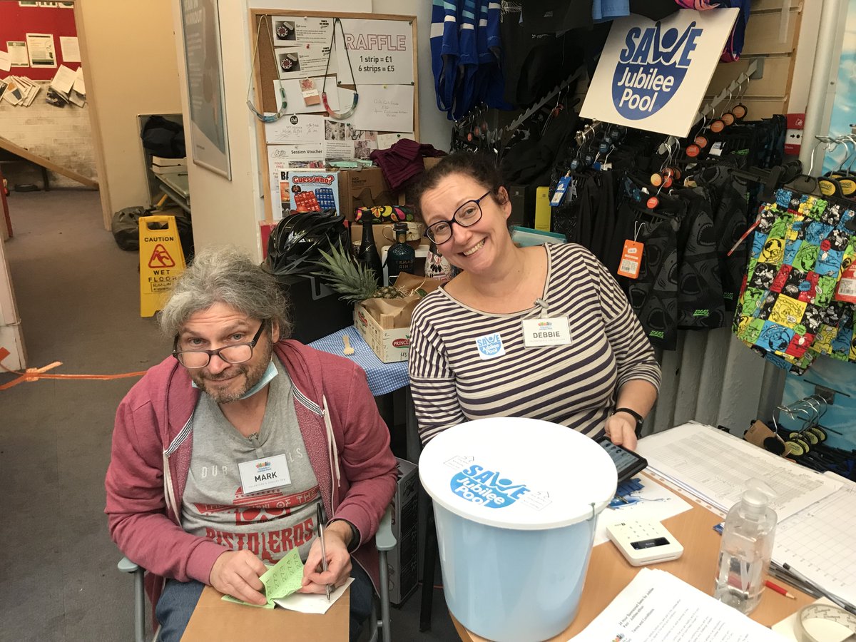 This is Marko Mark the better half of our Vice Chair Debs.  Mark is a Jubileever widow.  To acknowledge his sacrifice we've given him a little treat - writing names on and ripping up raffle tickets.  Look at that happy face 🤣Rachel #savejubileepool #raffle #happyface #comeseeus