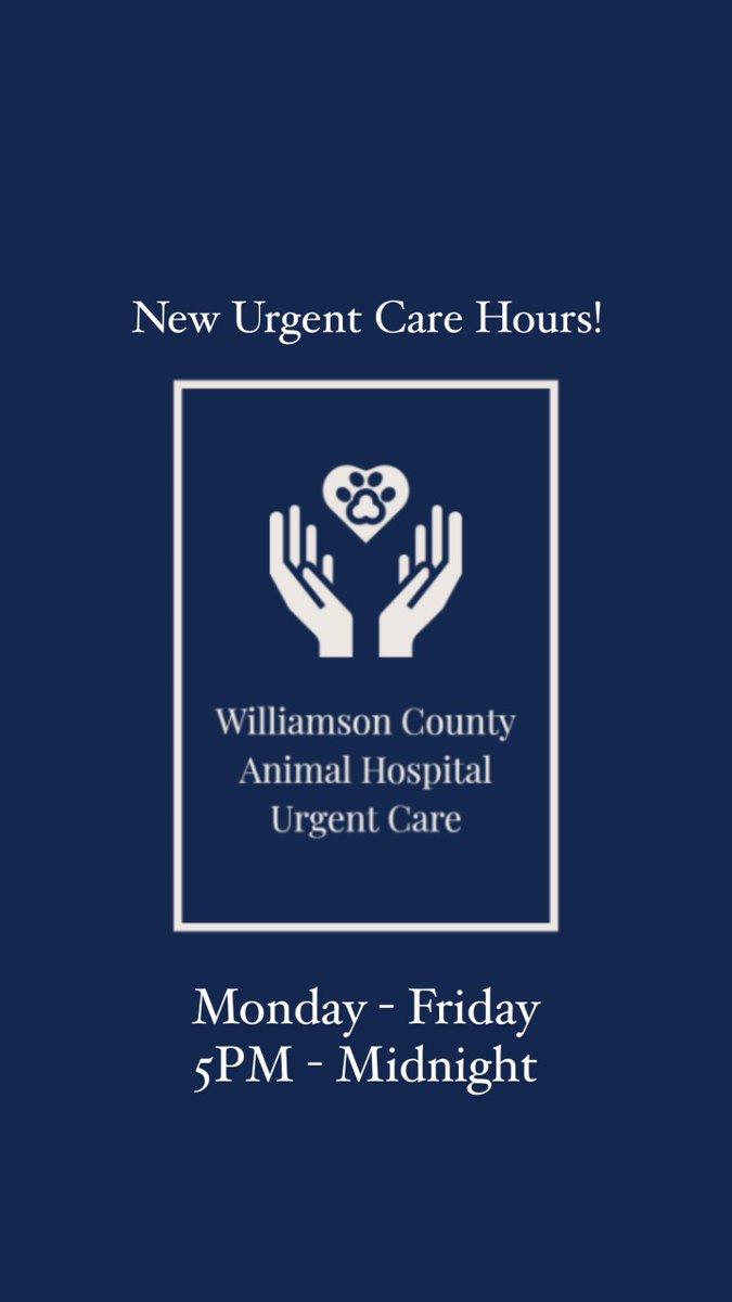 WilliamsonCtyAH's tweet photo. We NOW offer Urgent Care on Friday's! 
New Hours:

Monday to Friday :
7:30AM - Midnight
(Urgent Care hours start at 5PM every weekday)

Saturday:
7:30AM - 3PM https://t.co/0aDjoTDi4d