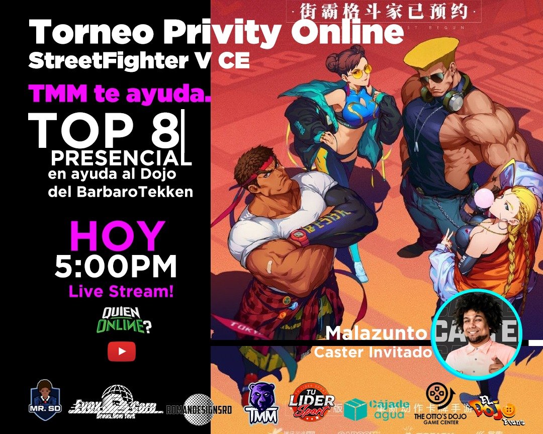 Malazunto's tweet photo. Ahorita lo hacemos breve y el sol de caribe Calienta La Atalaya de los esports en RD el Dojo Otto. Para narrar el Top8 del torneo #Privity de #SFVCE de los amigos de @quien
ve acomodándote desde ahora!
https://t.co/xRHJtim8by https://t.co/mSdWadXpP3