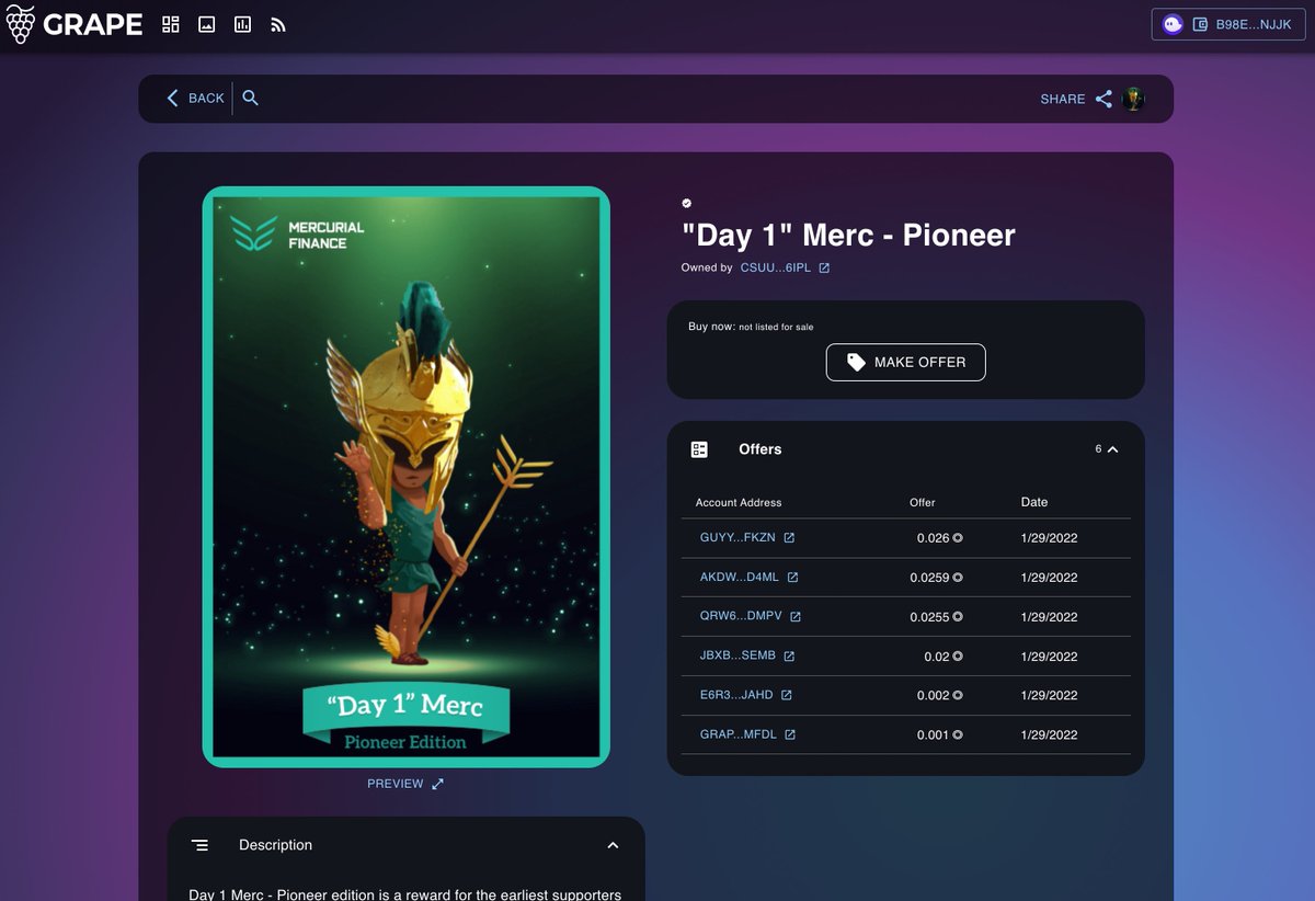 ForkedKirk's tweet photo. Too much noise out there, too much of your stuff on web2... and a lot of odd floor sweeping lately! But in the end it just should be on @solana Blockchain - love the potential and having fun with our beta in the @grapeprotocol #GRAPEVINE #NOCEX #JUSTWEB3 #UNLISTYOURNFT #NFTOFFER https://t.co/ib6C9PyQG6