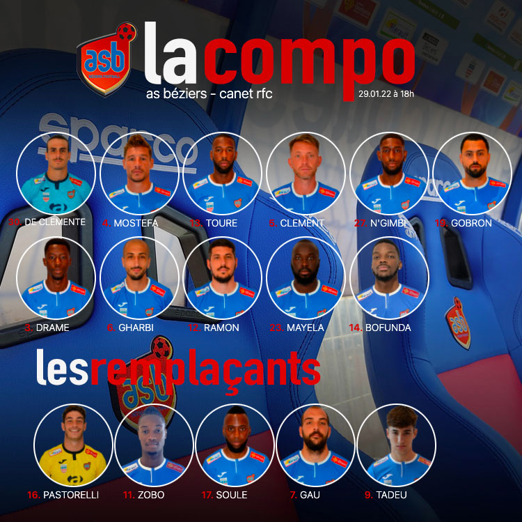 ASBeziersFoot's tweet photo. #ASBCRFC // 𝙇𝙞𝙫𝙚
A 30 minutes du coup d’envoi de @ASBeziersFoot 🆚 @canetRFC découvrez la composition de la 🔵🔴 #TeamASB 👇 https://t.co/yL0oSbYW70