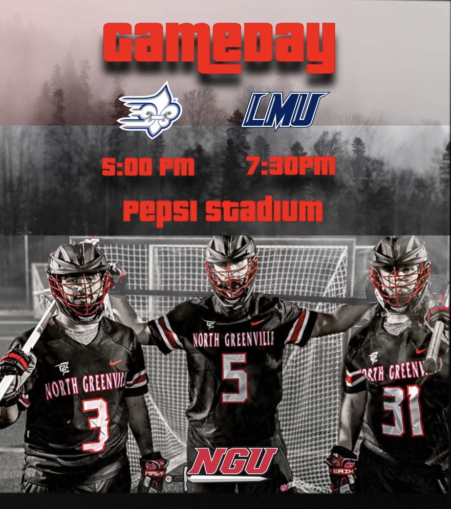 NGUMLax's tweet photo. Gameday in Pepsi Stadium!  
🔴 @LimestoneLax @ 5PM
⚫️ @LMU_Lacrosse @ 7:30PM

Safe travels to both squads and can’t wait to compete!  #BOOM https://t.co/uqxtwcR0yr