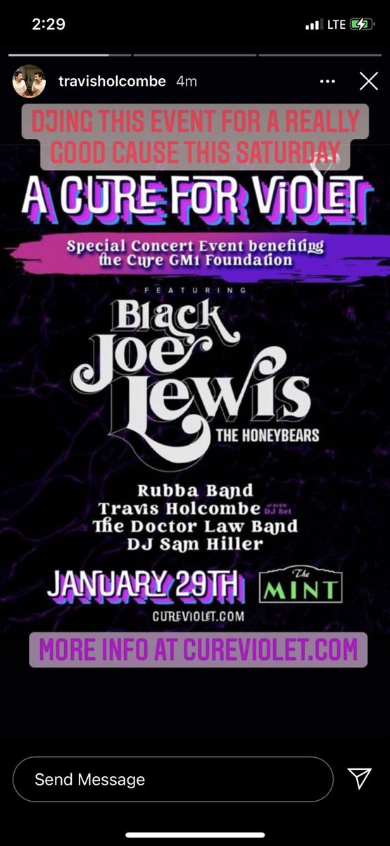 3rdCallProd's tweet photo. Come support research for my daughter’s rare disease! TONIGHT AT The Mint LA! Black Joe Lewis, RubbaBand, and DJs Travis Holcomb and Sam Hiller! https://t.co/lfZ0ujiAaw #cureviolet #curegm1 #fundraising #livemusic https://t.co/GyERBEHeUm