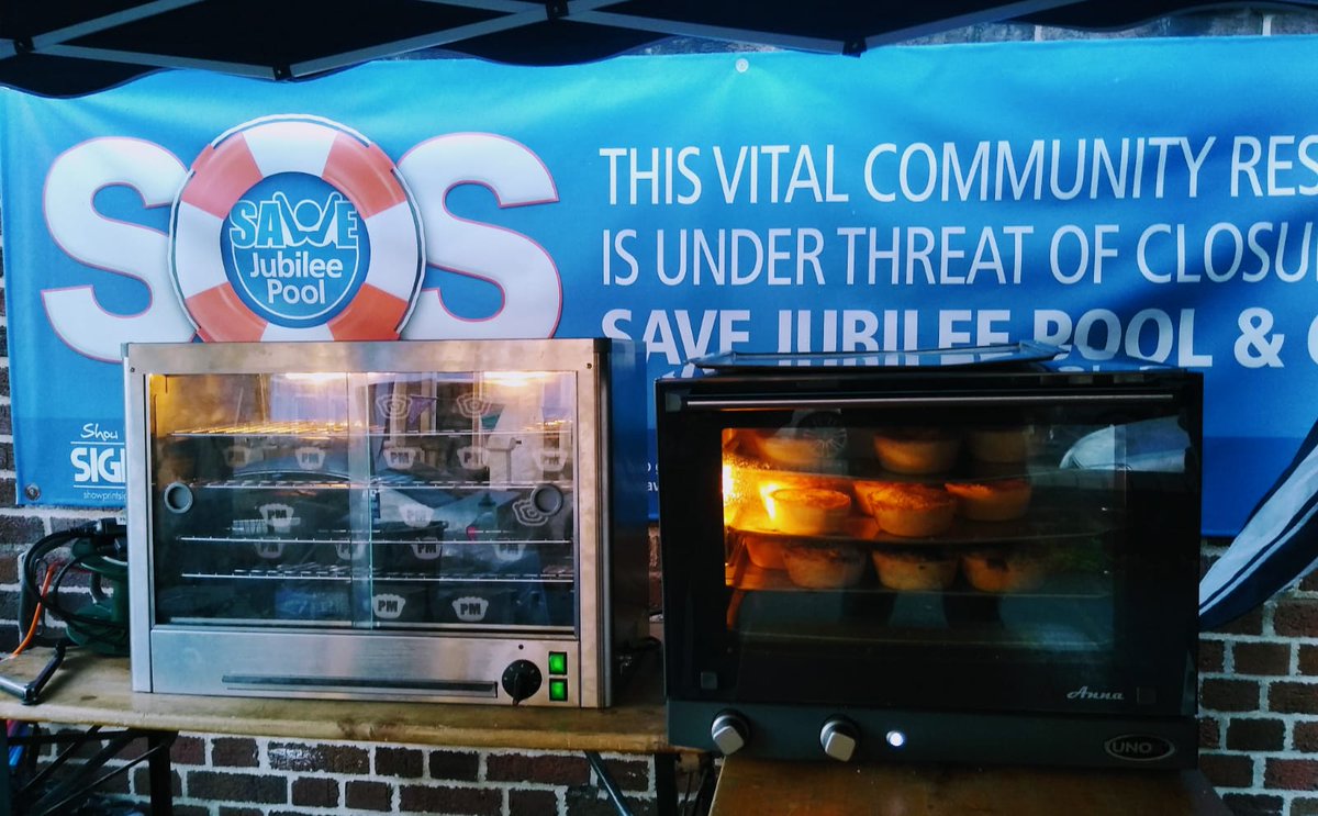 Something is smelling gooooood outside the pool.  Come and get your hot Pieminister pies.  We have vegan, steak or chicken selling for £4.00 each or 3 for a tenner.  That's dinner sorted!  Or do you call it tea?  🧐💙💪 Rachel  #SaveJubileePool #eatpie #letsdothis