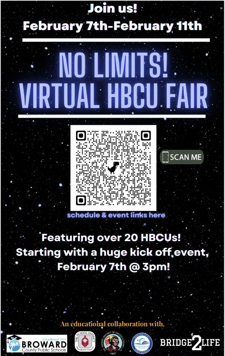 You are invited, to join the No Limits Virtual HBCU College Fair from February 7-11th learn more about historical black colleges and universities this Black History Month ❤️💚🖤!