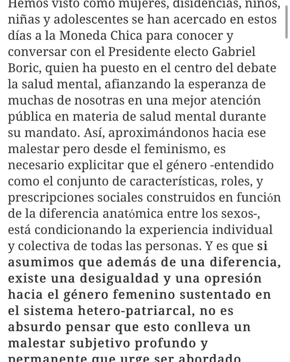 palomajrrtt's tweet photo. Escribí esta columna sobre feminismo y salud mental ✍🏽💜, mirando este nuevo ciclo político y esperanzada en el desafío que significa poner -al fin- la vida de las personas en el centro. 

La pueden leer completa en @el_mostrador braga 🙌🏼⚧.
Link: https://t.co/ZedEDpVug7 https://t.co/mA6UjoBJsB