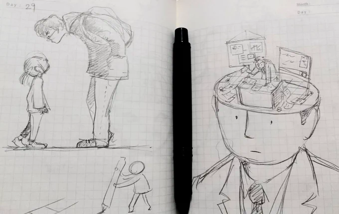 頭空っぽにして ただ手の動くままに描いたラクガキがあまり頭空っぽな感じがしない絵になったのでもう寝ます😇 