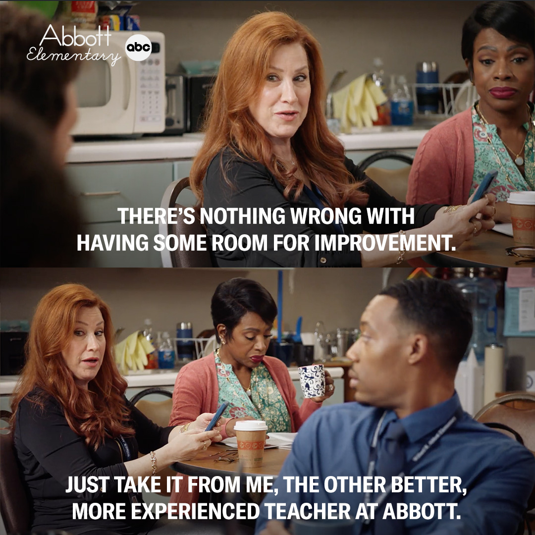 AbbottElemABC's tweet photo. Oh yup, she went there. 😆 #AbbottElementary https://t.co/bTdtNuSIsC