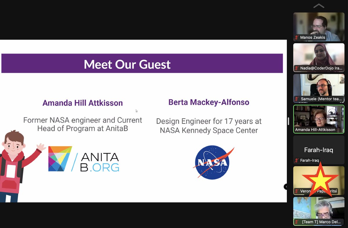 nadiaali3000's tweet image. 5 countries, 6 languages, 105 participants with @jmcatominey head of the @CoderDojo Foundation and Amanda Hill-Attkisson former NASA engineer and Head of Programs at @AnitaB_org. We thank you very much for participation.
We voted and our name is "United Dojo" @astro_pi #MegaEvent