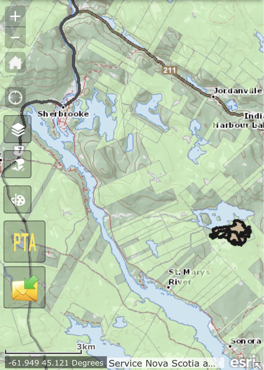 So - endangered Mainland Moose are at new cutblock at Mitchell Lake. Moose Alert form is here novascotia.ca/natr/wildlife/… Stora is already cutting at the Lake using an earlier permit. Burial Mounds on the current block deliberately recently bulldozed. RCMP on the case.