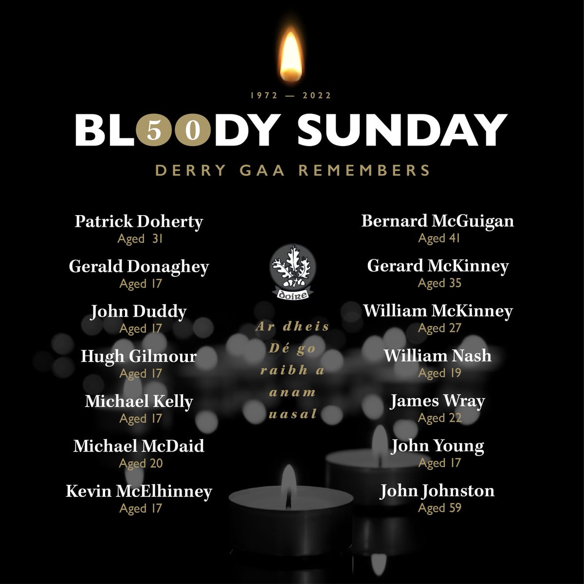 Doiregaa's tweet image. Derry GAA remembers. #BloodySunday50