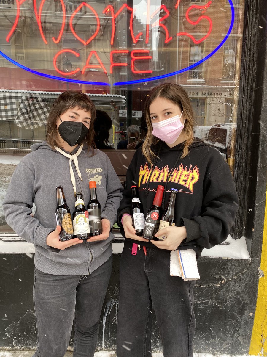Gabriela &amp; Rebecca with just a few of our malty, soul warming bottles. Perfect for this snowy day.