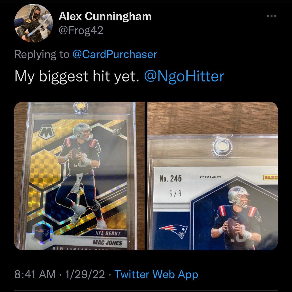 NgoHitter's tweet photo. Not all breakers are created equal.

You see the horror stories about scammers.

Appreciate when my guys confirm their W.

#tradingcards #whodoyoucollect #unboxing #boxbreaks #autograph #rookiecard #basketballcards #footballcards https://t.co/Aq9A0H4leh