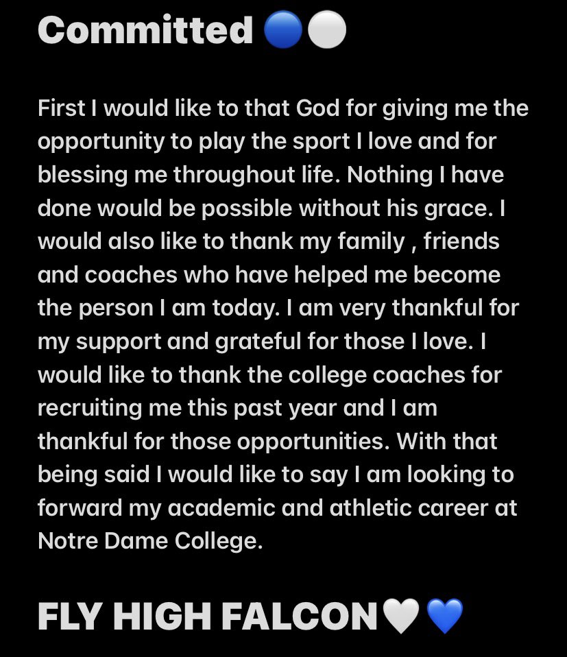 BBennett2x's tweet photo. I would like to thank God for allowing me to further my academic and athletic career at Notre Dame College 🔵⚪️!!! @CoachE_NDC @Coach_Chestnut @mmental7 https://t.co/pEYTuLpOpI
