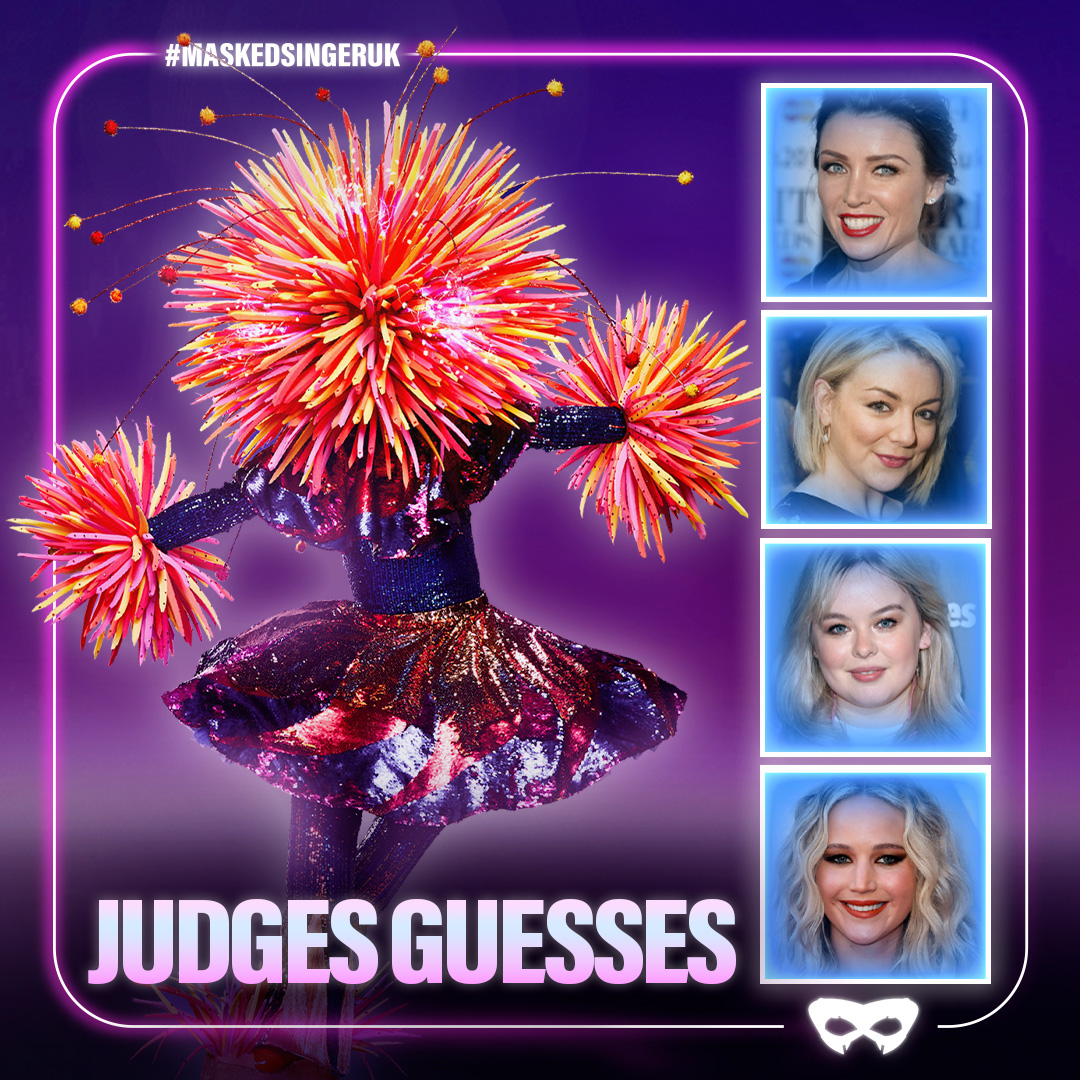 Do YOU know who is behind FIREWORK'S MASK?? 👀💥 <a href="/DanniiMinogue/">Dannii Minogue</a>, <a href="/SheridanSmith1/">sheridan frances smith</a>, Jennifer Lawrence, Tina O'Brien 🕵️‍♀️🕵️‍♂️ #MaskedSingerUK