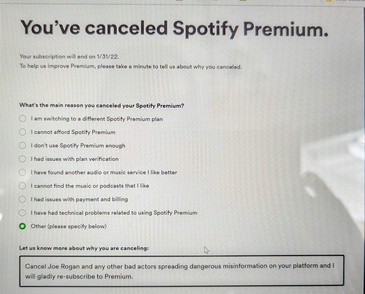 lindsey_buscher's tweet photo. I might not have the sway of Neil Young or Joni Mitchell, but I vote with my hard-earned money when I can. #ByeSpotify https://t.co/JmFpaCnapn