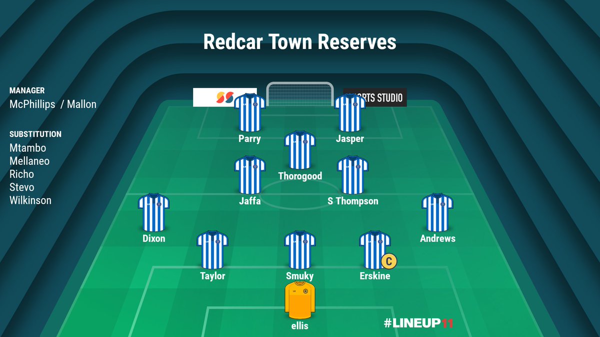 Starting lineup from today's 1-1 draw with Great Ayton.  Horrendous conditions but a positive performance from the lads.  👍🔵⚪