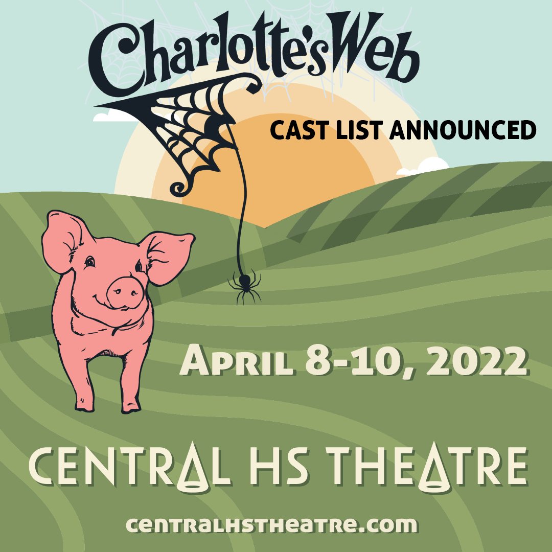 The cast list for Charlotte's Web has been posted to the Central HS Theatre website.  Congrats to everyone!  
centralhstheatre.com/upcoming-show-…