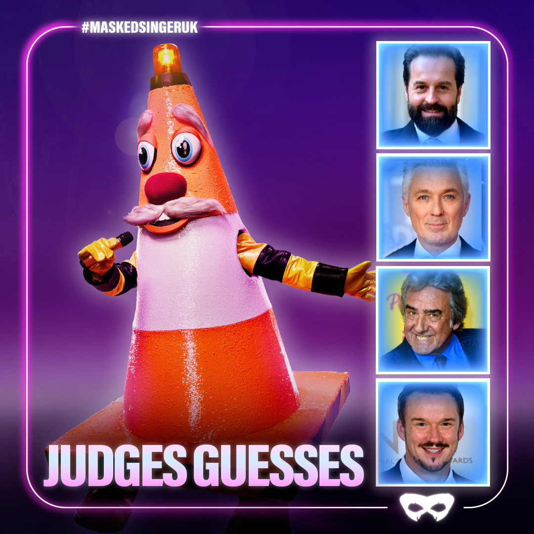 WHO'S TRAFFIC CONE?? 🚦🕵🏼‍♀️🕵🏼‍♂️ @RealMartinKemp, @RussellTheVoice, David Dickinson, <a href="/AlfieBoe/">Alfie Boe OBE</a> 👀🎭 #MaskedSingerUK