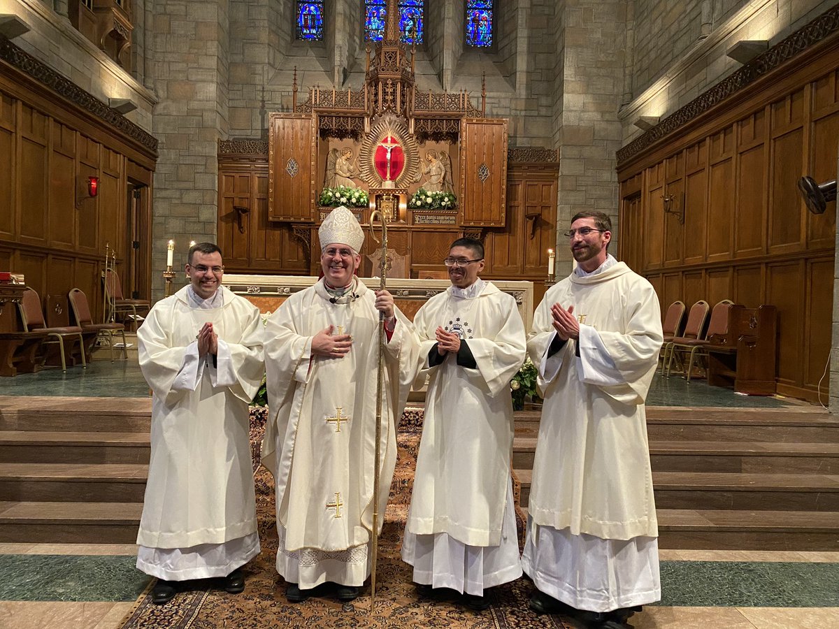 rfkram's tweet photo. Despite the snow I was able to ordain three new OMV deacons: Nathan, Jonas and Leland. https://t.co/aBLIVffegV