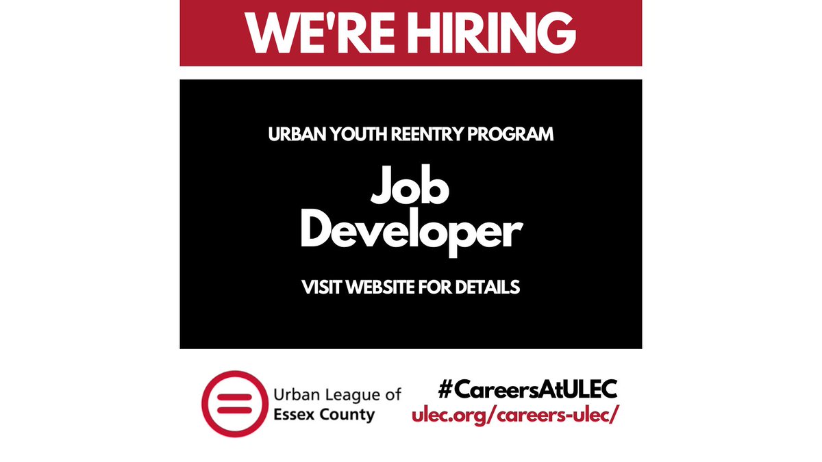 UrbanLeagueEC's tweet photo. #CareersAtULEC - Job Developer in our Urban Youth Reentry Program to develop relationships with local employers to hire our participants and get our clients job ready.
Visit https://t.co/J8iYHjlIsy for the job description and how to apply.
#ulec #employment #careers #job https://t.co/X4F9zWPgB5