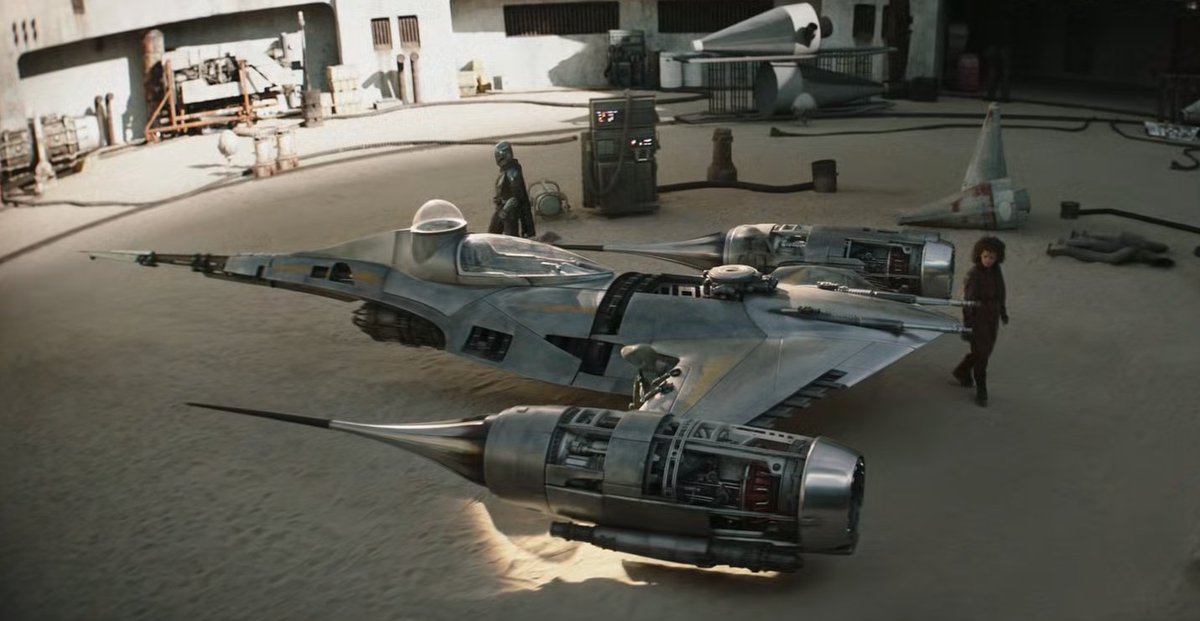 host1rahul's tweet photo. Hey @elonmusk !! Can you make something like N1 Starfighter which can be used as patrol craft to explore Mars when humans will be deployed there in future. The reference I took it from #TheBookofBobbaFett Ep 5. This is boosted by #sublightthrusters #pulsejetengine #hyperdrives https://t.co/esmK2tp6cj