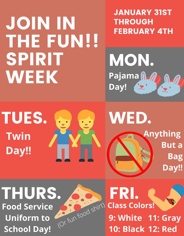 Jason Crowe (@principalcrowe) on Twitter photo Next week is Spirit Week at MHS. Letās see your Cardinal Pride! Mods 3-4 & 5-6 with the highest participation will win a š© party! Thanks <a href="/mentorgov/">MHS Student Government</a> for organizing! <a href="/MentorHigh/">Mentor High School</a> Next week is Spirit Week at MHS. Letās see your Cardinal Pride! Mods 3-4 & 5-6 with the highest participation will win a š© party! Thanks <a href="/mentorgov/">MHS Student Government</a> for organizing! <a href="/MentorHigh/">Mentor High School</a>